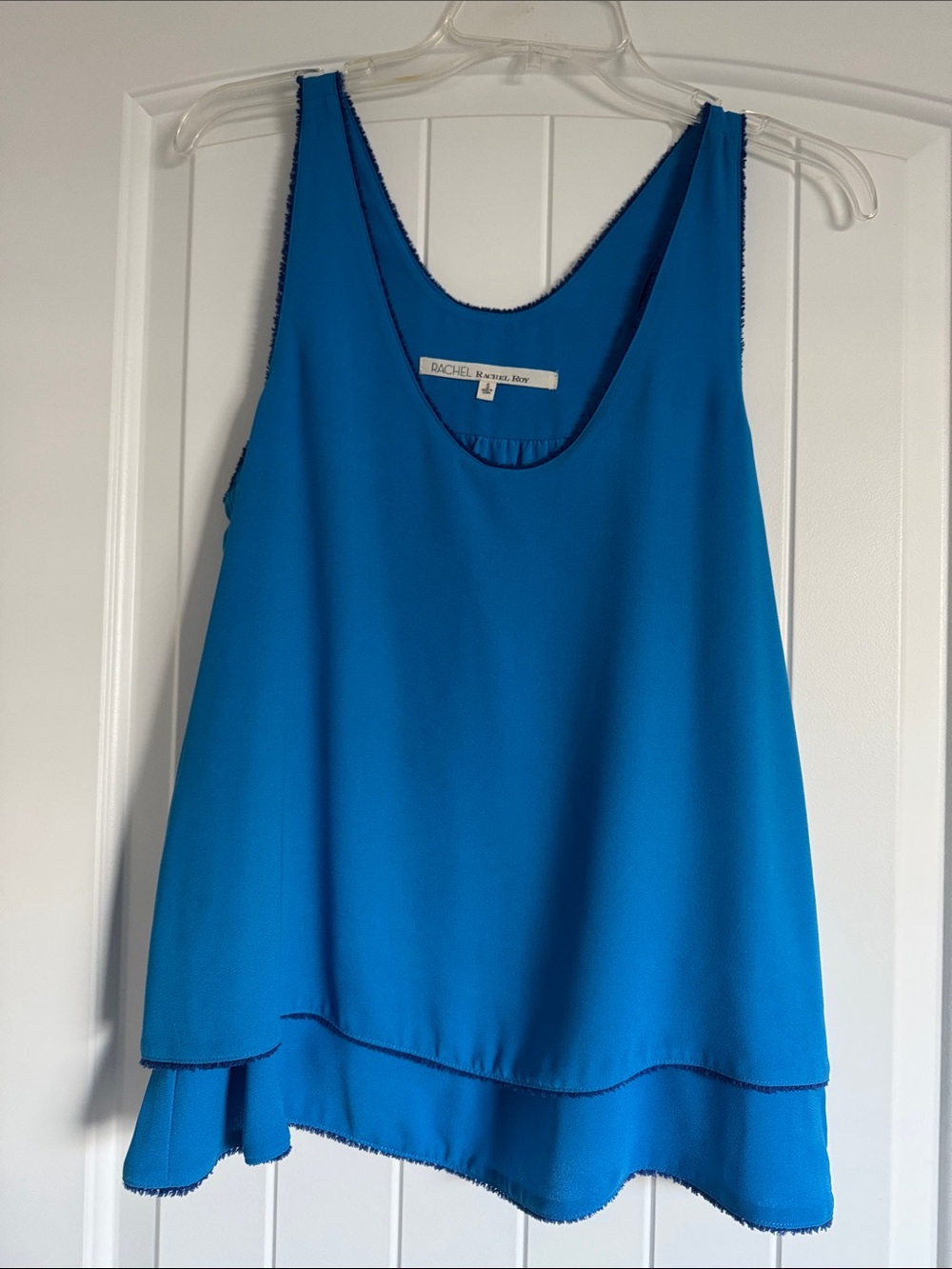 RACHEL Rachel Roy Bright Blue Layered Chiffon Tank